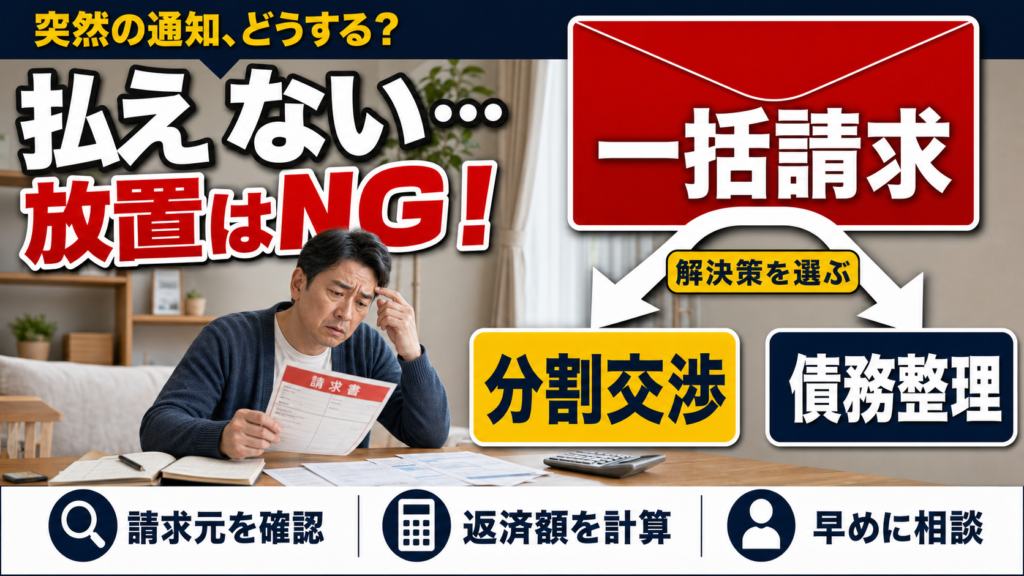 借金の一括請求を払えない場合はどうする？分割交渉の方法と債務整理を徹底解説