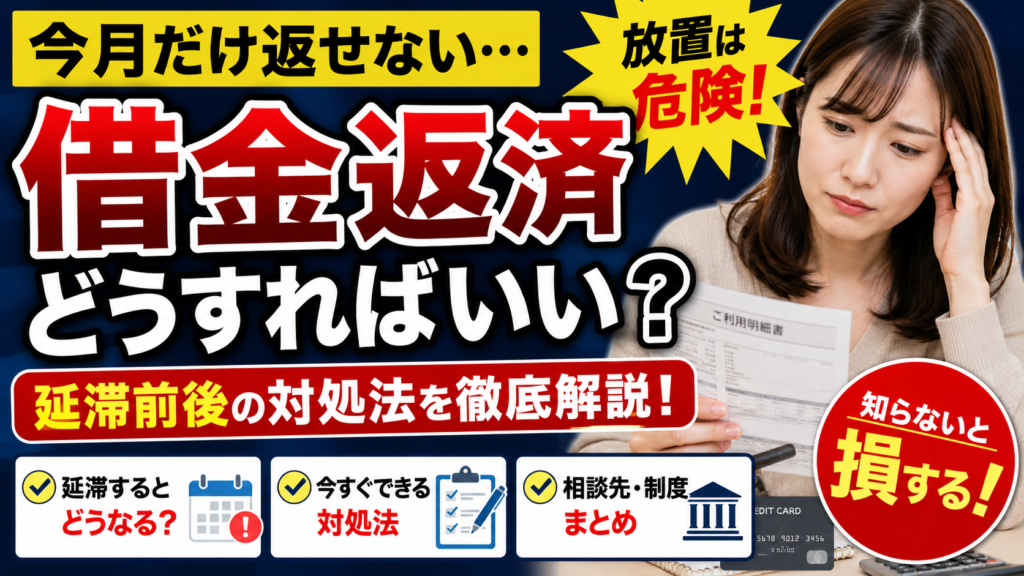 今月だけ借金を返せない場合はどうすればいい？延滞前後の対処法｜信用情報・督促・相談先まで徹底解説