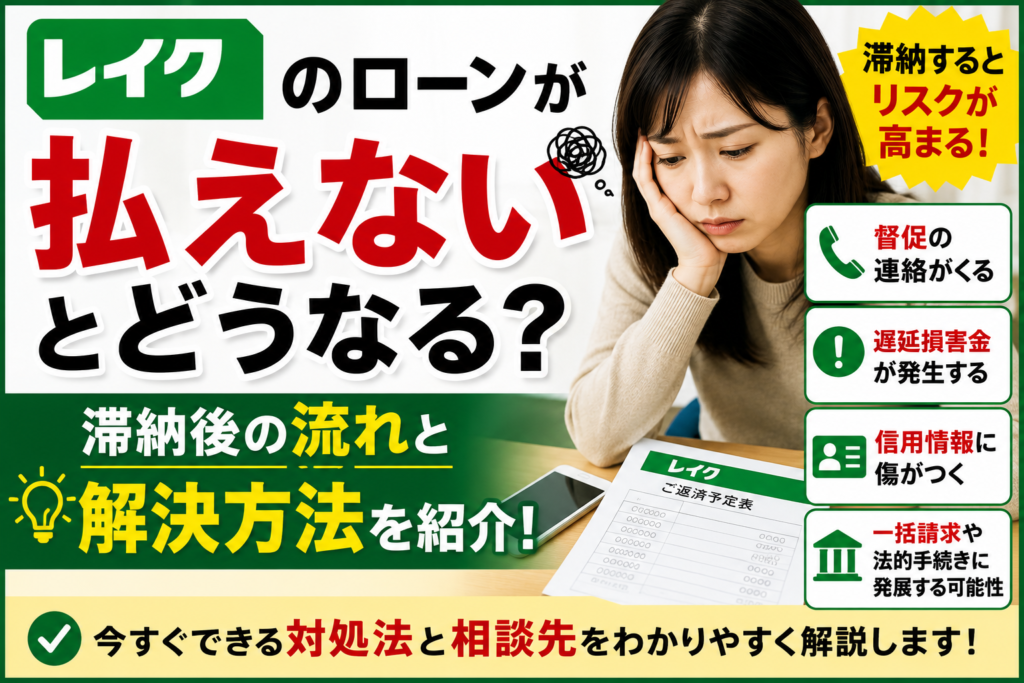 レイクのローンが払えないとどうなる？滞納後の流れと解決方法を紹介