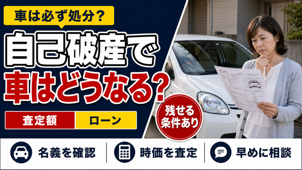 自己破産すると車はどうなる？残せる条件・ローンの影響・査定方法を解説
