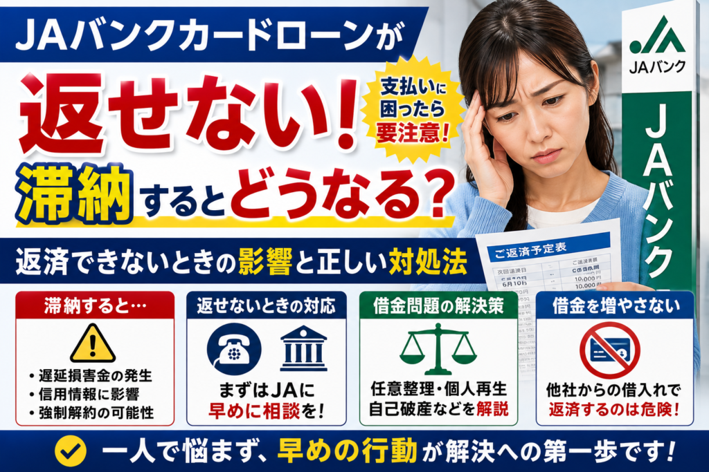 JAバンクカードローンが返せない！滞納するとどうなる？返済できないときの影響と正しい対処法