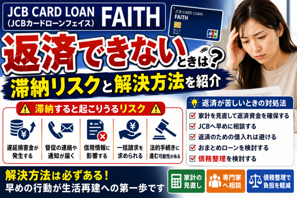 JCB CARD LOAN FAITH（JCBカードローンフェイス）が返済できないときは？滞納リスクと解決方法を紹介