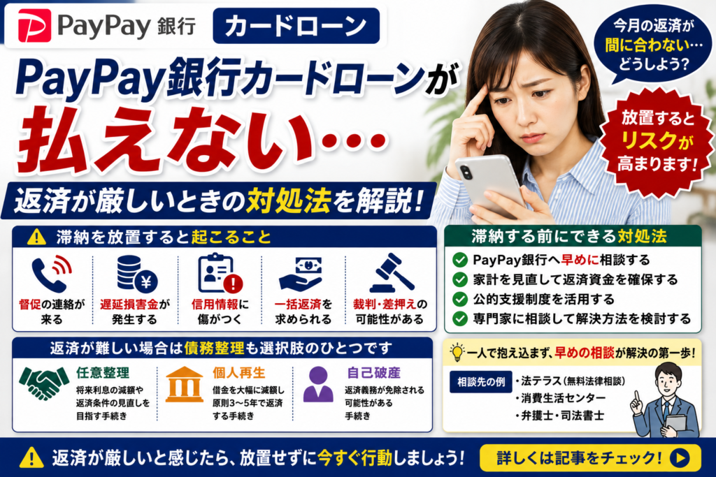 PayPay銀行カードローンが払えない…返済が厳しいときの対処法を解説