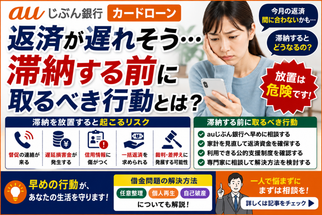 auじぶん銀行カードローンの返済が遅れそう…滞納する前に取るべき行動を徹底解説