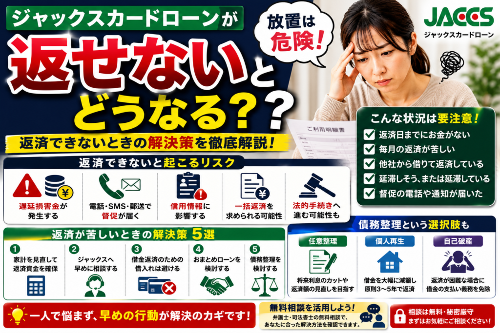 ジャックスカードローンが返せないとどうなる？返済できないときの解決策