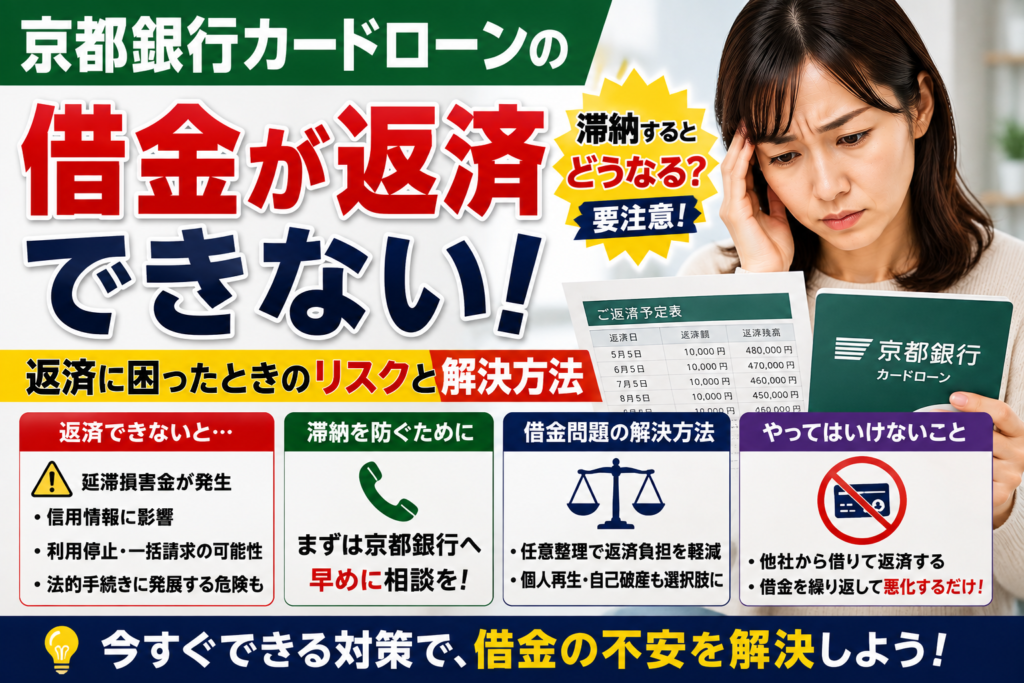 京都銀行カードローンの借金が返済できない！滞納するとどうなる？今すぐ実践したい解決方法