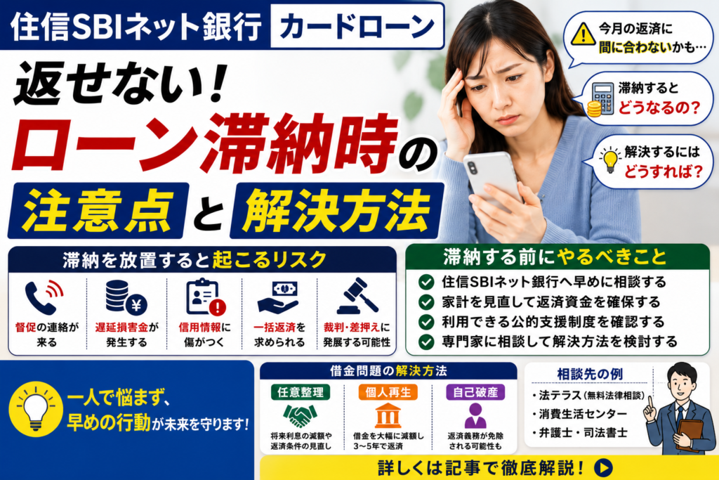 住信SBIネット銀行カードローンが返せない！ローン滞納時の注意点と解決方法を徹底解説