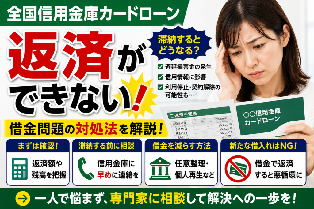 全国信用金庫カードローンの返済ができないとどうなる？滞納するリスクと借金問題の対処法