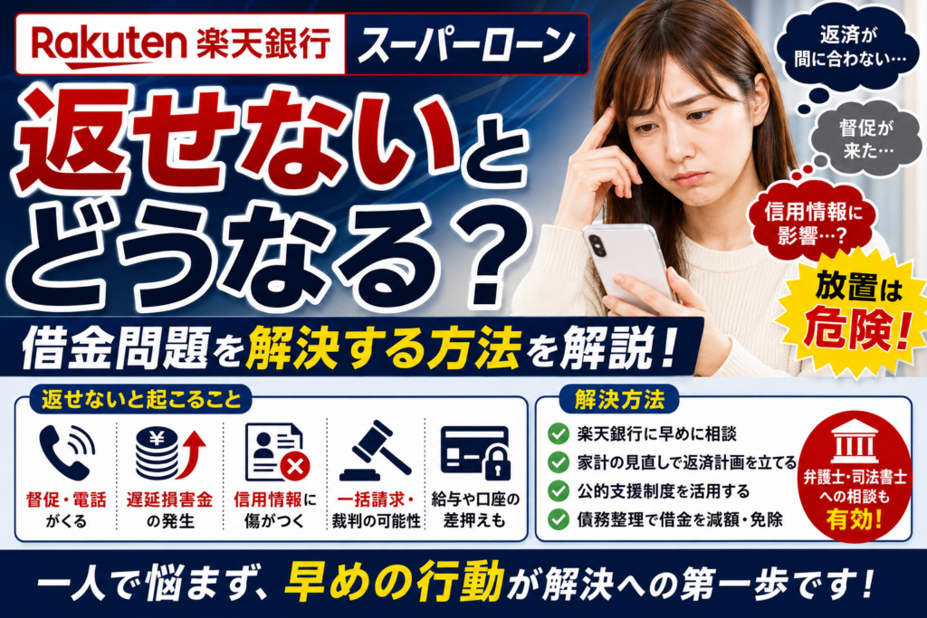 楽天銀行スーパーローンが返せないとどうなる？借金問題を解決する方法を徹底解説