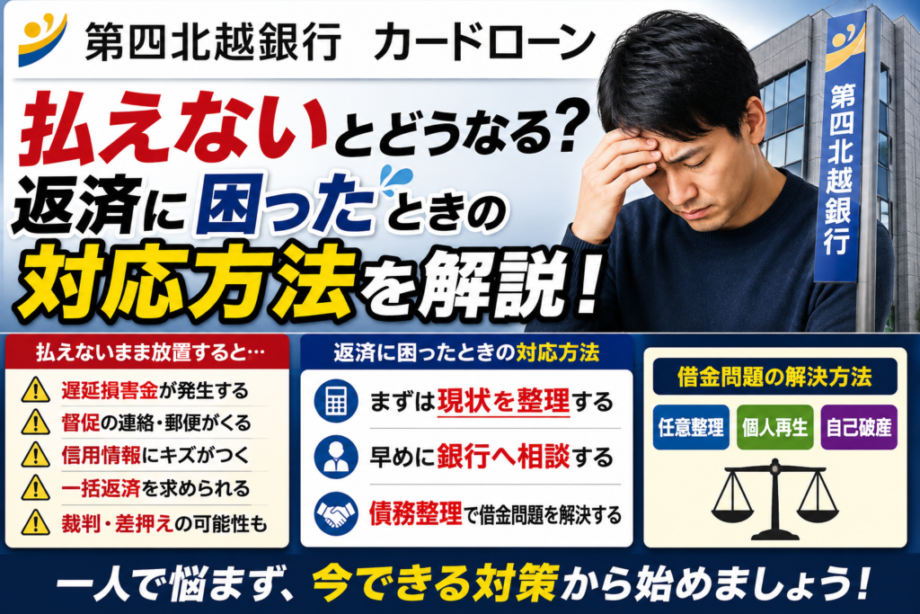第四北越銀行カードローンが払えないとどうなる？返済できないときのリスクと債務整理による解決方法